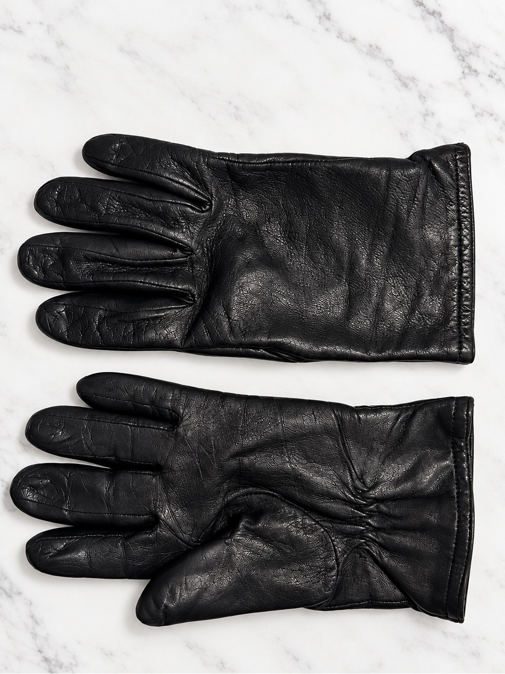 Vintage 90s Black Leather Gloves – Thinsulate Lined | Size Small | Indie Sleaze